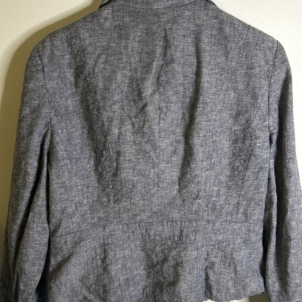 New York & Company blazer gray blue size 12 sewn pockets silver buttons … - Picture 7 of 12